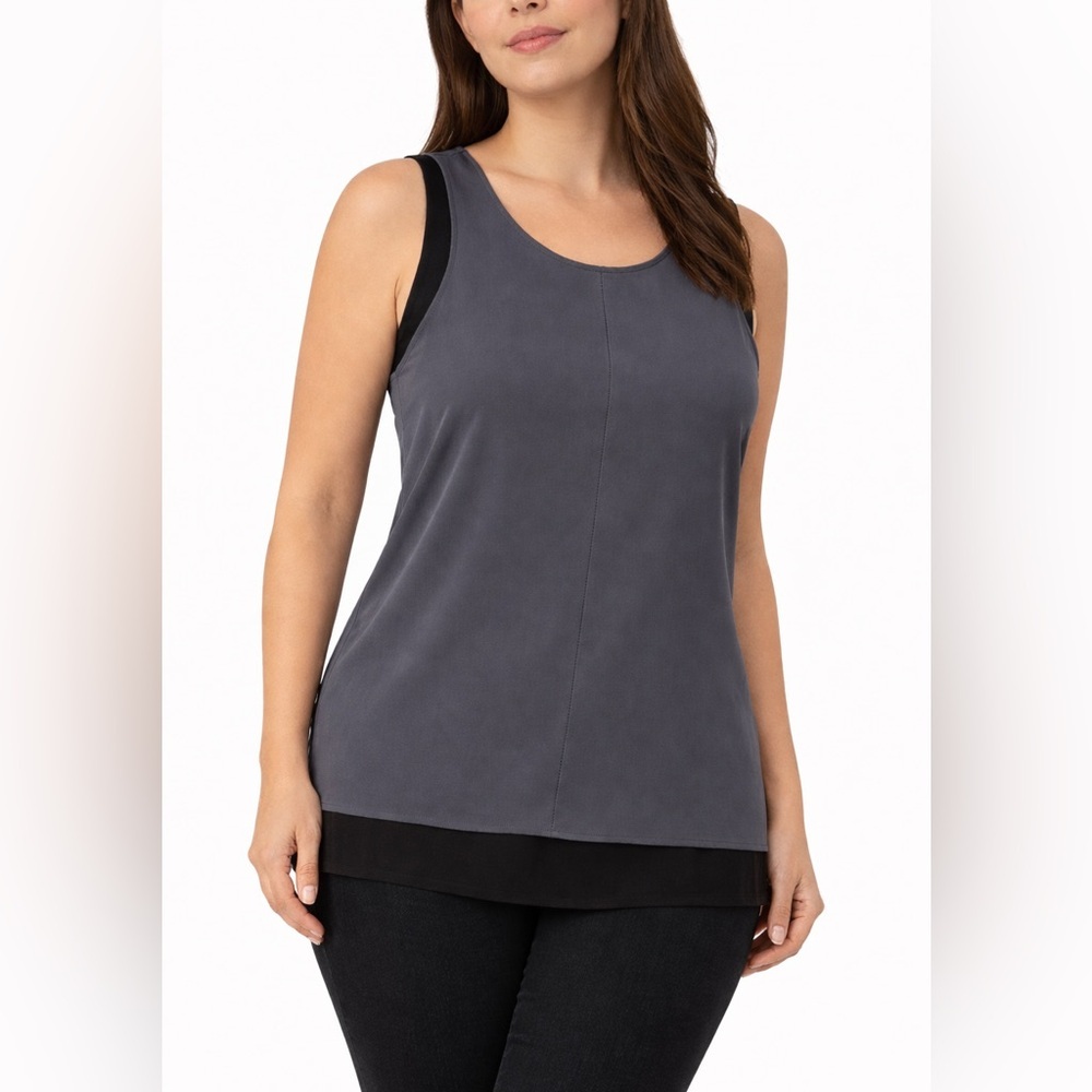 Vince Charcoal And Black Tank Top 100% Silk, Size L